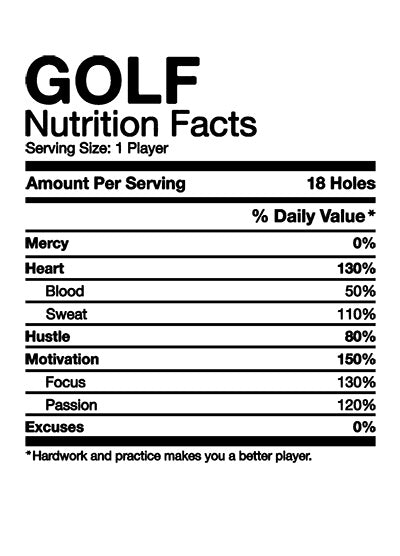 Direct to Film - Golf Nutrition Facts